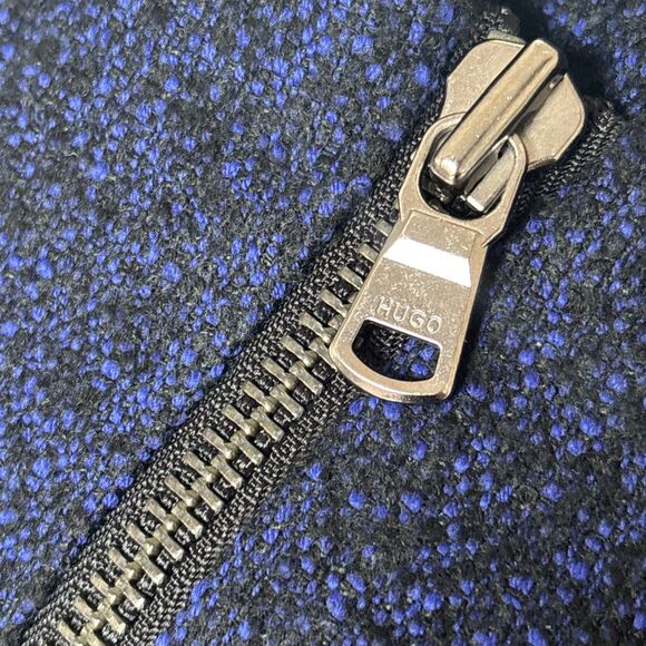 HUGO Hugo Boss Women’s Black And Blue Blazer with Off Center Zipper And Pockets - Picture 3 of 12